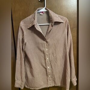 Vintage Brown Gingham Button-Up Shirt